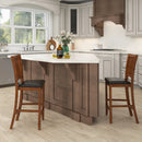 2-Piece Bar Chair Set Counter Height Bar Stool with Backrest-Walnut by DirectDeals