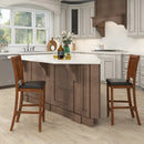 2-Piece Bar Chair Set Counter Height Bar Stool with Backrest-Walnut by LJGDeals