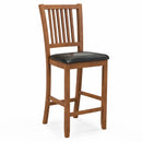 2-Piece Bar Chair Set Counter Height Bar Stool with Backrest-Walnut by LJGDeals