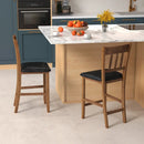 25.5 Inch Counter Height Bar Chair Set of 2 with Backrest Padded Seat-Walnut by LJGDeals
