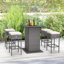 5 Pieces Outdoor Wicker Bar Table Set with Hidden Storage Shelves-White by LJGDeals
