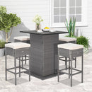 5 Pieces Outdoor Wicker Bar Table Set with Hidden Storage Shelves-White by LJGDeals