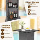 5 Pieces Outdoor Wicker Bar Table Set with Hidden Storage Shelves-White by LJGDeals