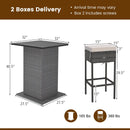 5 Pieces Outdoor Wicker Bar Table Set with Hidden Storage Shelves-White by LJGDeals