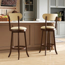 30.5 Inch Bar Height Chairs Set of 2 Swivel High Barstool with Padded Seat and Backrest-Brown by LJGDeals