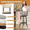 30.5 Inch Bar Height Chairs Set of 2 Swivel High Barstool with Padded Seat and Backrest-Brown by LJGDeals