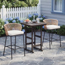 Bar Height Woven Rope Patio Chairs Set of 2-White by LJGDeals