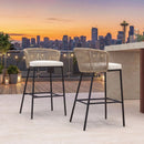 Bar Height Woven Rope Patio Chairs Set of 2-White by LJGDeals