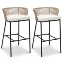 Bar Height Woven Rope Patio Chairs Set of 2-White by DirectDeals