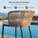 Bar Height Woven Rope Patio Chairs Set of 2-White by LJGDeals
