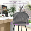 2 Pieces 29.5 Inch Pub Height Swivel Velvet Bar Stools with Metal Legs-Gray by LJGDeals