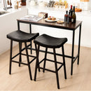 Bar Stools Set of 2 with PU Leather Upholstered Saddle Seat and Footrest-Brown by LJGDeals