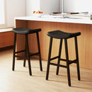 Bar Stools Set of 2 with PU Leather Upholstered Saddle Seat and Footrest-Brown by LJGDeals