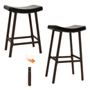 Bar Stools Set of 2 with PU Leather Upholstered Saddle Seat and Footrest-Brown by LJGDeals