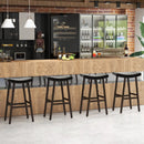Bar Stools Set of 2 with PU Leather Upholstered Saddle Seat and Footrest-Brown by LJGDeals