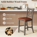 Bar Stools Set of 2 with Cross Back and Faux Leather Upholstered Seat-Gray by LJGDeals