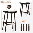 Bar Stools Set of 2 with PU Leather Upholstered Saddle Seat and Footrest-Brown by LJGDeals