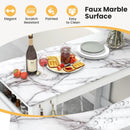 Bar Table Faux Marble Pub Table with 7 Hanging Hooks Compartment-White by LJGDeals