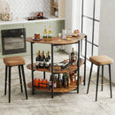 3-Tier Liquor Bar Table with Stemware Racks and Storage Shelves by LJGDeals