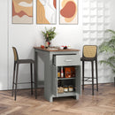 Counter Height Bar Table with Storage Cabinet and Drawer