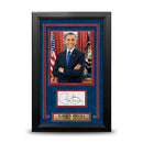 Barack Obama 44th President of the United States Autographed Framed Cut Signature Photo Collage by Dynasty Sports & Framing