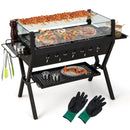 Barbecue Charcoal Grills with Wind Guard Seasoning Racks-Black by LJGDeals