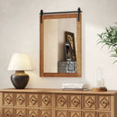 Rustic Wood Frame Barn Door Style Farmhouse Wall Mirror by LJGDeals