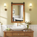 Rustic Wood Frame Barn Door Style Farmhouse Wall Mirror by LJGDeals