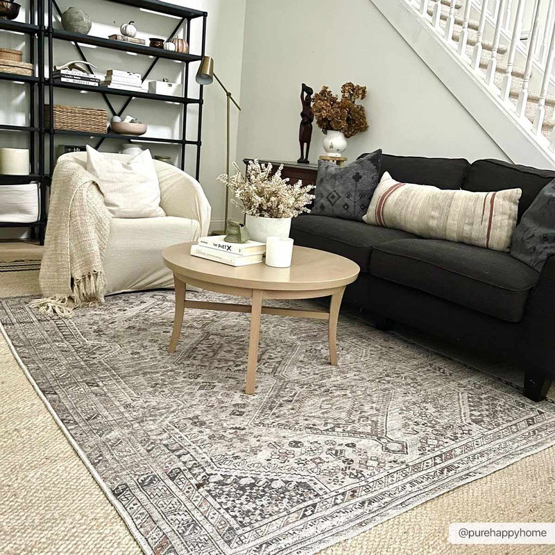 Barny Beige Washable Area Rug