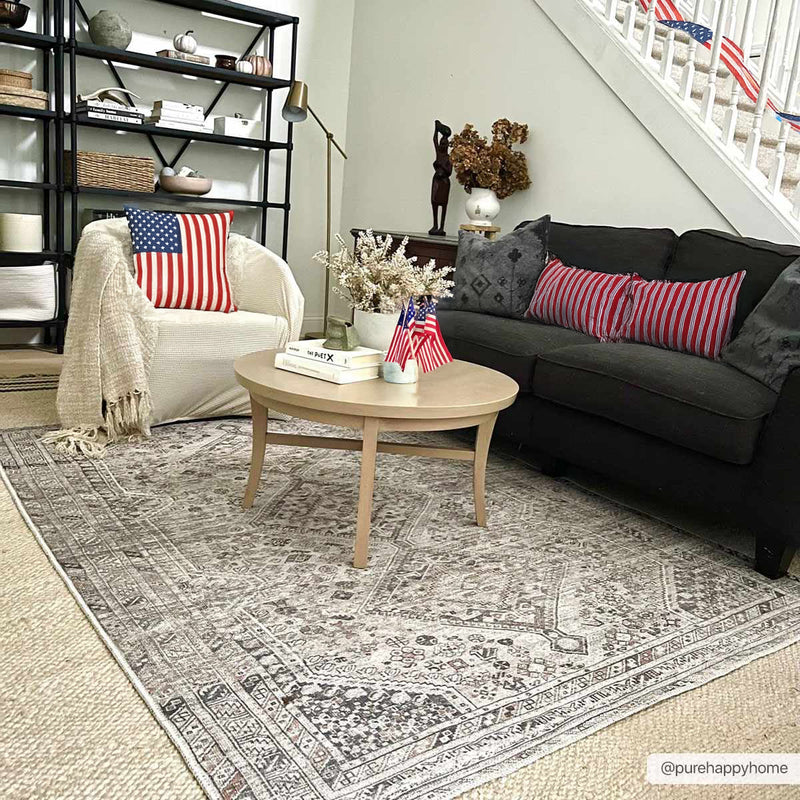 Barny Beige Washable Area Rug