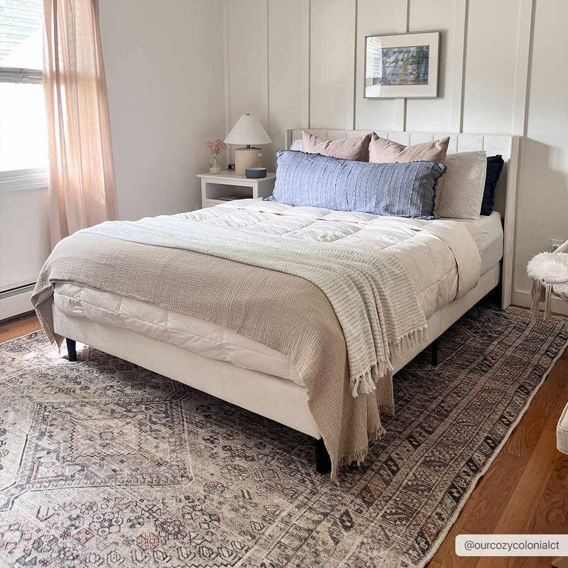 Barny Tan Flat Pile Washable Area Rug