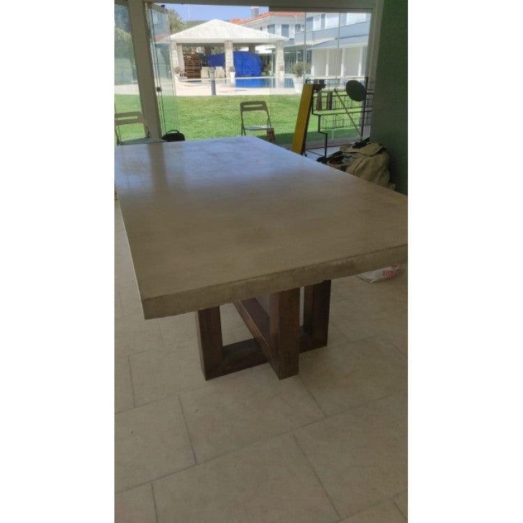 Lightweight Concrete Rectangular Dining Table 47 by 138 Inches Modern Industrial, photo 15 of 32