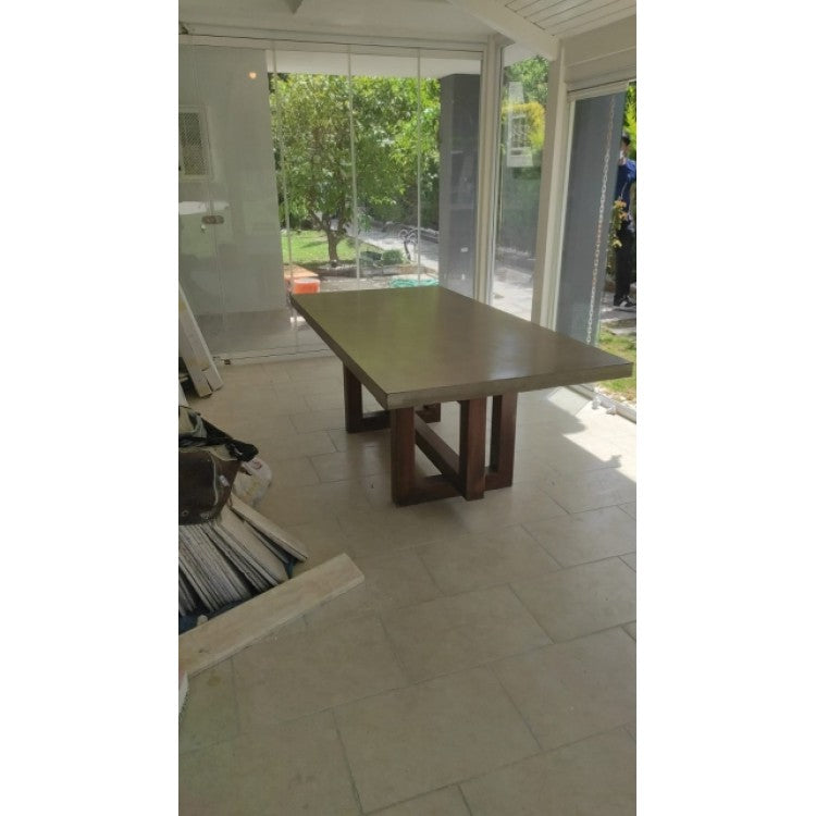 Lightweight Concrete Rectangular Dining Table 47 by 138 Inches Modern Industrial, photo 16 of 32