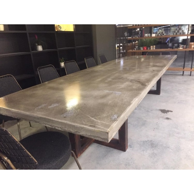 Lightweight Concrete Rectangular Dining Table 47 by 138 Inches Modern Industrial, photo 3 of 32