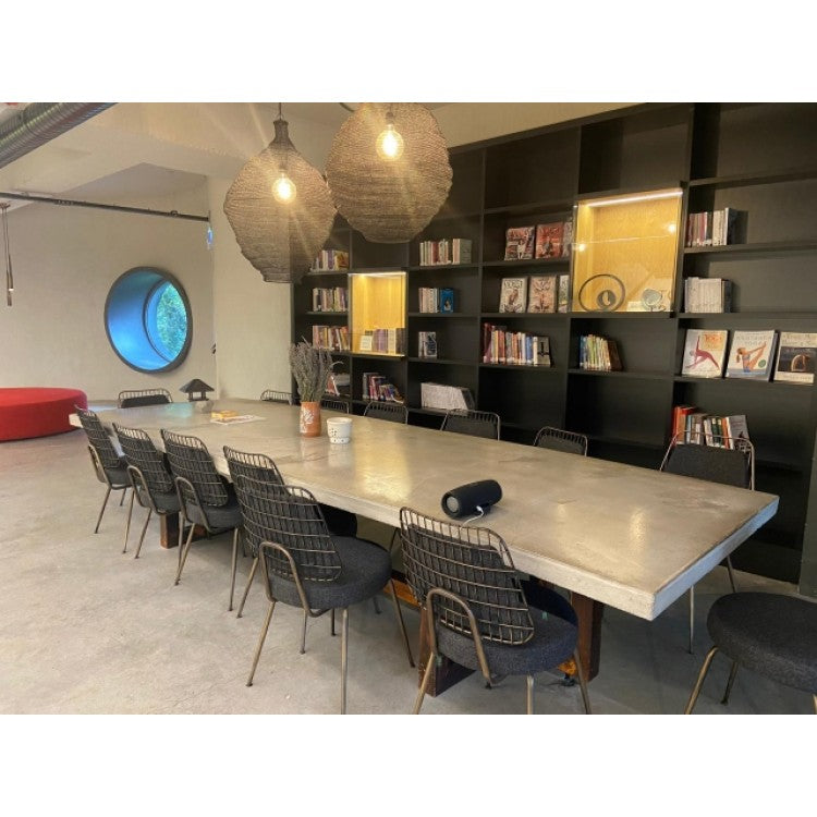 Lightweight Concrete Rectangular Dining Table 47 by 138 Inches Modern Industrial, photo 4 of 32