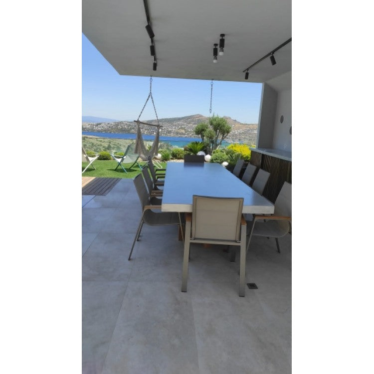 Lightweight Concrete Rectangular Dining Table 47 by 138 Inches Modern Industrial, photo 30 of 32