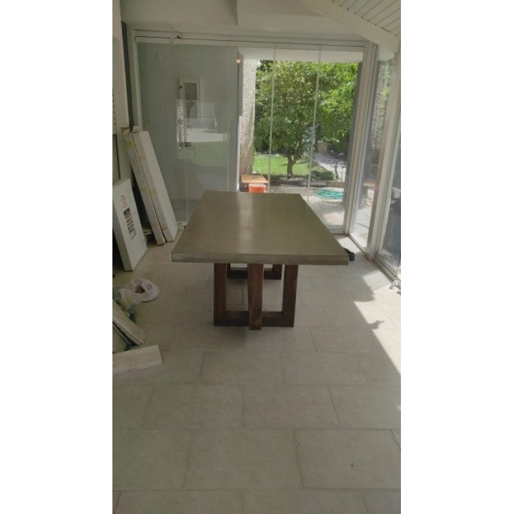 Lightweight Concrete Rectangular Dining Table 47 by 138 Inches Modern Industrial, photo 11 of 32