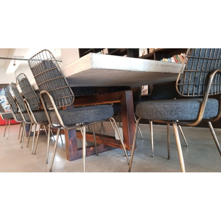 Lightweight Concrete Rectangular Dining Table 47 by 138 Inches Modern Industrial, photo 14 of 32