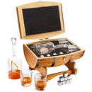 Large Display Whiskey Wine Decanter With Antique Ship Handcrafted Wood Barrel Storage De by The Wine Savant