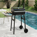 Barrel Charcoal Grill with Foldable Side Table and Thermostat-Black by LJGDeals