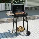 Barrel Charcoal Grill with Foldable Side Table and Thermostat-Black by LJGDeals