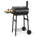Barrel Charcoal Grill with Foldable Side Table and Thermostat-Black by LJGDeals