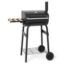 Barrel Charcoal Grill with Foldable Side Table and Thermostat-Black by LJGDeals