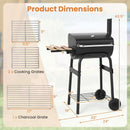 Barrel Charcoal Grill with Foldable Side Table and Thermostat-Black by LJGDeals