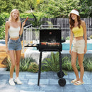 Barrel Charcoal Grill with Foldable Side Table and Thermostat-Black by LJGDeals