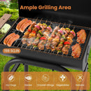 Barrel Charcoal Grill with Foldable Side Table and Thermostat-Black by LJGDeals