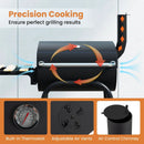 Barrel Charcoal Grill with Foldable Side Table and Thermostat-Black by LJGDeals