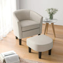 Barrel Club Chair with Ottoman Set Linen Fabric Accent Chair with Footrest by LJGDeals