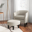 Barrel Club Chair with Ottoman Set Linen Fabric Accent Chair with Footrest by LJGDeals