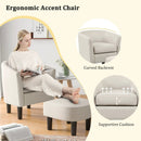 Barrel Club Chair with Ottoman Set Linen Fabric Accent Chair with Footrest by LJGDeals